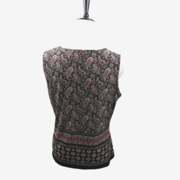 Tommy Hilfiger Pink/Black Paisley Sleeveless Top Size Large - Picture 3 of 4